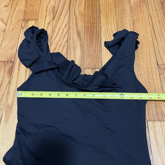 Eberjey Loreta Ruffle Scoop Back So Solid Black One Piece Bathing Suit Large - Picture 7 of 8